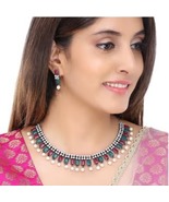 Bollywood Style Indian Oxidised German Silver Layerd Necklace Jewelry Set  - £32.67 GBP
