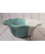 Studio Art Pottery Bowl 3 Tone Blue &amp; White Glaze Wavy Edge 1999, 6&quot; x 2... - £12.45 GBP
