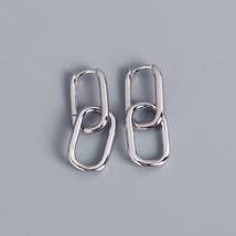 Silver Color Oval Hoop Earrings For Women Geometric Hot Elegant Love Earrings Gi - £8.86 GBP