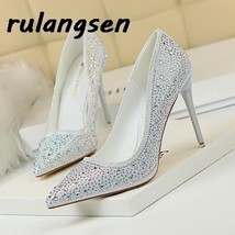 Korean Fashion Women&#39;s Shoes Banquet Stiletto And Shallow Pointy Sexy Thin Rhine - £73.01 GBP