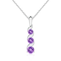 ANGARA Natural Amethyst 3 Stone Journey Pendant Necklace in Silver (4mm) - £128.73 GBP+