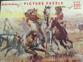 Sunset Supply Vintage Puzzle When Sioux and Blackfeet Meet Charles Russe... - $29.99