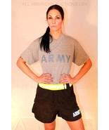 PRE-OWNED REG US ARMY IPFU BLACK SILVER PT PHYSICAL FITNESS SHORTS TRUNKS - $21.66 CAD