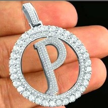 14K Plaqué or Blanc Argent Brillant Imitation Diamant Initiale &quot; P &quot; Pendentif - £240.34 GBP