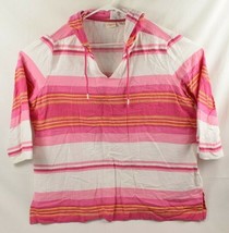 Westbound Pink Stripe Pullover Baja Hoodie Shirt Women&#39;s XL - £14.00 GBP