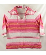 Westbound Pink Stripe Pullover Baja Hoodie Shirt Women&#39;s XL - £13.80 GBP