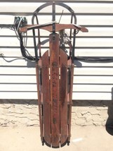 Vintage Fleetwing Racer Wood Metal Snow Sled Antique Auto Wheel Racing C... - $138.59