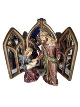 Holy Family Nativity Set Scene with Folding Mirrored Screen Costco ART 529529 - £61.14 GBP