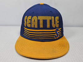 Seattle Mariners New Era Fitted Baseball Hat Cap 7-3/8 Gold &amp; Blue Vintage Style - £15.99 GBP