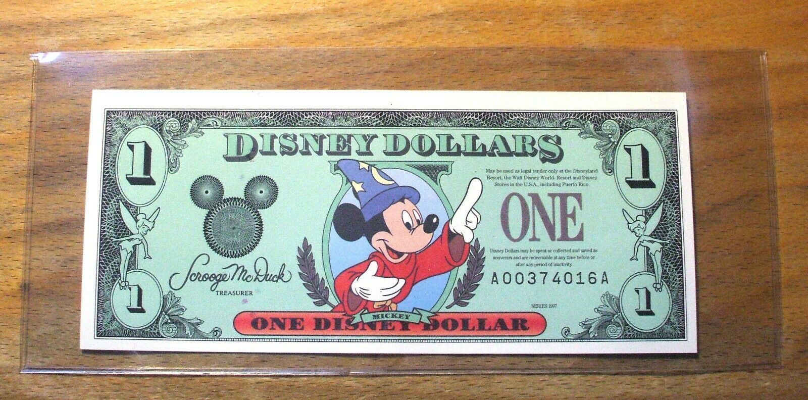 Primary image for 1997 DISNEY DOLLAR - $1. - Mickey Sorcerer - SERIES "A" - Mint Condition