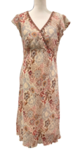 Believe Womens Chiffon Flutter Ruffle Dress Size 12 Lined Wood Beads Y2k... - £23.99 GBP