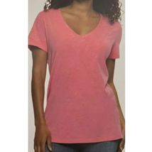 *FELINA Ladies' Slub Jersey V-Neck Short Sleeve Top, Pink Chateau Rose -... - $10.39
