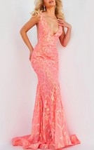 Jovani plunging v-neck sequin embellished gown size 4 - $6,323.03 MXN