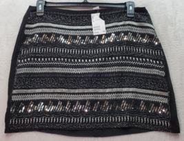 H&amp;M Mini Skirt Women 14 Black Sequin Metallic Embroidered Beaded Sequin ... - £16.89 GBP
