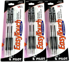 6 Pilot EasyTouch Retractable Ball Point Pen Black Ink Lot of 3 Packages... - $9.75