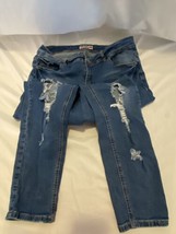 Wam What about me! blue denim torn distressed stretch skinny jeans 18W - £15.72 GBP