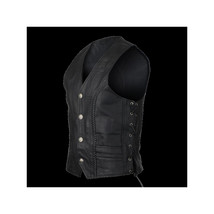 High Mileage Buffalo Leather Vest Nickel Snaps  Braid and Side Laces - £87.79 GBP+