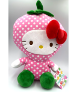 Xlarge Hello Kitty Plush Toy  Polka Dot Strawberry Dress 13 inch Sanrio ... - $28.41