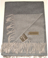 Sferra Tartini Merino Wool Throw Steel Grey Fringed Soft Twill Weave 50x... - £138.32 GBP