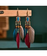 Women Girl Teen Bohemian Feather Dangle Lightweight American Indian Earr... - £3.96 GBP