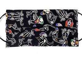 Pleated Skeleton Dog Puppy Canine Face Mask Sugar Skull 100% Cotton, Around Head - £10.99 GBP