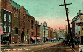 Vtg Postcard 1910s Bangor Maine ME Main Street Dirt Street View Leighton CO UNP - £10.47 GBP