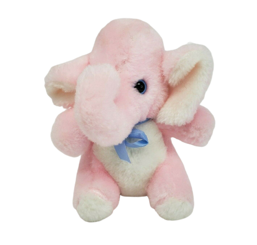 7" VINTAGE HOUSE OF LLOYD BABY PINK & WHITE ELEPHANT STUFFED ANIMAL PLUSH TOY - £21.66 GBP