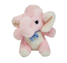 7&quot; Vintage House Of Lloyd Baby Pink &amp; White Elephant Stuffed Animal Plush Toy - £22.01 GBP