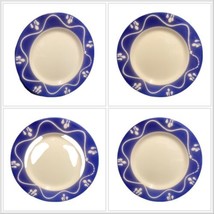 LA PRIMULA 4-Salad Plates Italy Hand-Painted White Blue Dessert S. R. I Dish 8”D - £30.57 GBP