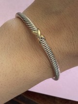 Previously used David Yurman x bracelet  4mm With 18K YELLOW Gold (Medium) - £219.31 GBP