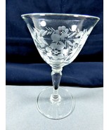 VTG Clear Crystal Glass Etched footed stem Cordial Goblet Glass 4 5/8&quot; tall - £15.83 GBP