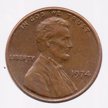 1974 P Lincoln Wheat Cent - Circulated - Moderate Wear About XF - £4.81 GBP