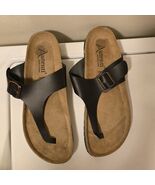 Autenti Men’s Brown Black Leather Flip Flops Sandals Made in Spain EU 44... - $56.80 CAD