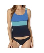 Nike Swim Women&#39;s Tankini 2-Piece Racerback Swimsuit Blue NESSB393-458 S... - £39.19 GBP