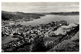Aerial View Of Bergen Norway Black And White Postcard - £7.02 GBP