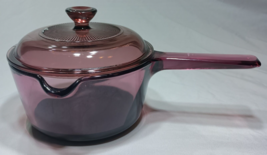 Corning Vision Cranberry 1 L Saucepan Featuring Teflon Bottom W/ Spout and Lid - £16.94 GBP