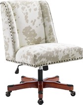 Walnut Linon Home Décor Draper Linen Cow Print Office Chair. - £273.83 GBP