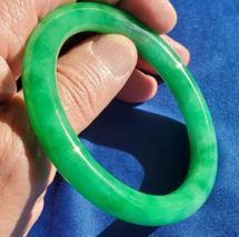 EARTH MINED Green Jade Deco Antique Bangle Old Semi Translucent Bracelet - $63,359.01