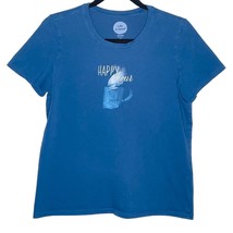 LIFE IS GOOD blue coffee cup happy hour t shirt women&#39;s size medium - £10.59 GBP