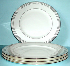 Kate Spade New York McCormick Square 4 Dinner Plates Platinum Trim 10.75&quot; New - £71.04 GBP