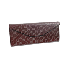 GUCCI Sunglasses Case Foldable Folding TriFold Brown Faux Leather Authentic - £23.50 GBP
