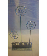 METAL FRIENDS NOTE CARD HOLDER OR PICTURE HOLDER WITH FLOWERS - £16.02 GBP