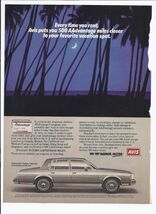 1985 Avis Car Rental Print Ad Automobile Car Oldsmobile Cutlass 8.5" x 11" - $11.85
