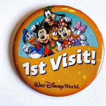 Walt Disney World 1St Visit Button Pin, Mickey Mouse Goofy Minnie Made In USA - £6.77 GBP