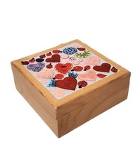 Valentine Trinket Box Small Wooden Treasure Storage Jewelry Necklace Hea... - $15.86