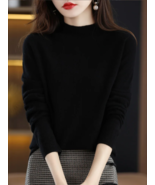 Half-neck Pullover Autumn /Winter Cashmere Sweater Woman Casual Knitted ... - $60.23 CAD