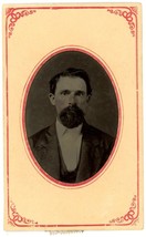 Circa 1860&#39;S Cdv Cartouche Hand Tinted Tintype Rugged Man Goatee Beard Suit - £13.32 GBP