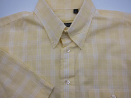 GORGEOUS Burberry London Yellow &amp; White Plaid Short Sleeve Shirt L MINT - £28.43 GBP