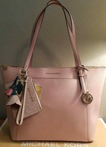 Michael Kors Ciara Ew Zip Tote Bag Pastel Pink Leather W/ Key Chain &amp; Coin Purse - £238.69 GBP