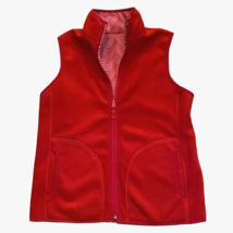 Kim Rogers Fleece Vest Womens Small Reversible Red Chevron Full Zipper Front - £12.52 GBP